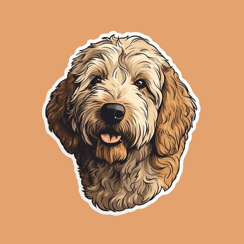 ملصق Golden Doodle - ملصق كمبيوتر محمول 3x3 - فينيل مقاوم للماء للسيارة والهاتف وزجاجة المياه - ملصق Golden Doodle Dog FBA-D19 in Kuwait