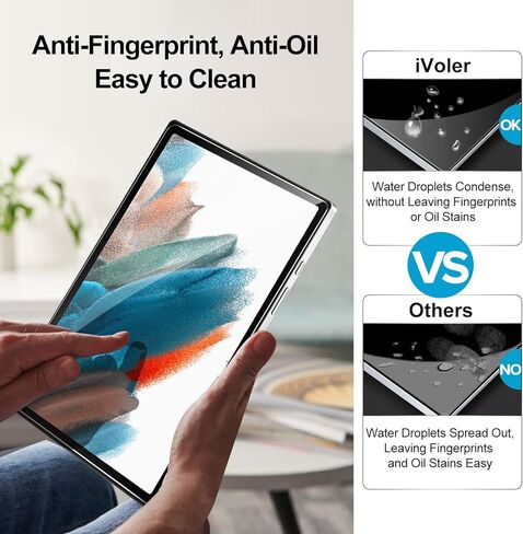 I فولر شاشة حماية شفافة HD مضادة للخدش لموبايل سامسونج جالاكسي تاب A8 مقاس 10.5 بوصة 2021 (SM-X200/X205/X207) (غير متوافقة مع جالاكسي تاب A7) متوافقة مع خاصية التعرف على الوجه، عبوة من قطعتين in Kuwait