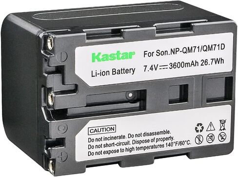 شاحن بطارية تيار متردد LCD من Kastar NP-QM71D متوافق مع Sony NP-FM70، NP-FM71، NP-QM71، NP-FM90، NP-FM91، NP-QM91، NP-QM91D، MVC-CD300، MVC-CD350، MVC-CD400، MVC-CD500 DSR-PDX10 HVL-ML20M in Kuwait