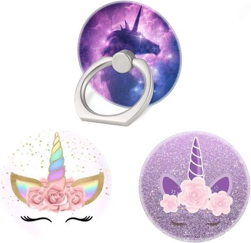 حامل حلقي للهاتف الخلوي 360 درجة مع خطاف للهاتف الذكي - عبوة من 3 قطع بلون ذهبي وردي وابيض aK011 in Kuwait