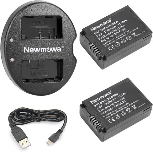بطارية بديلة Newmowa EN-EL25 (عبوتان) ومجموعة شاحن USB مزدوج لكاميرات Nikon EN-EL25 وEN-EL25a و4241 وNikon MH-32 وكاميرا Nikon Z Series Z50 Z 50 in Kuwait