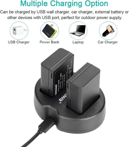 بطارية بديلة Newmowa EN-EL25 (عبوتان) ومجموعة شاحن USB مزدوج لكاميرات Nikon EN-EL25 وEN-EL25a و4241 وNikon MH-32 وكاميرا Nikon Z Series Z50 Z 50 in Kuwait