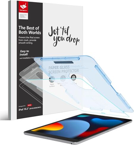 بيرسيم واقي شاشة زجاجي من بيبر فيل متوافق مع ايباد الجيل التاسع والثامن والسابع (2021/2020/2019) / ايباد 10.2 انش، [زجاج مقسى] [مجموعة اي زد كيت] [مجموعة محاذاة تلقائية] in Kuwait