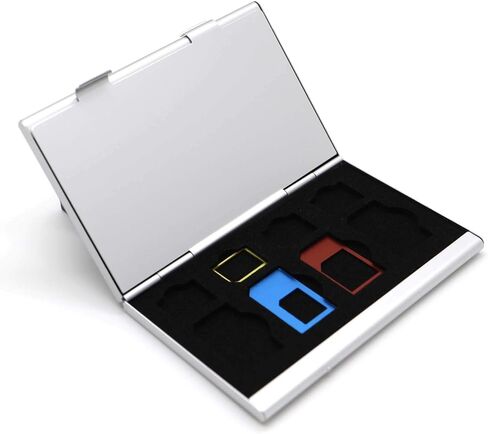 Portable Aluminum Memory Card Case Carrying Holder for SD MicroSD Micro SDXC SDHC TF card Cell Phone 4G/5G Micro SIM/SIM Card with 3M Adhesive Matrix Skin and Soft EVA Foam Inserts for Good Protection in Saudi Arabia