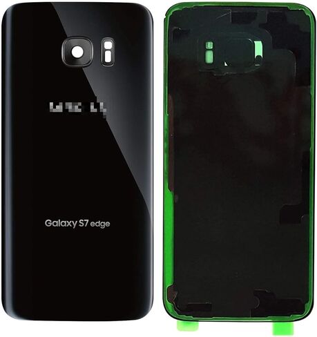 سيل فور ليس غطاء زجاجي خلفي متوافق مع سيل فور ليس مع عدسة كاميرا مثبتة، اداة ازالة ولاصق مثبت مسبقا متوافق مع سامسونج جالاكسي S7 ايدج - جميع الموديلات G935-2 لوجو - (اسود) in Kuwait