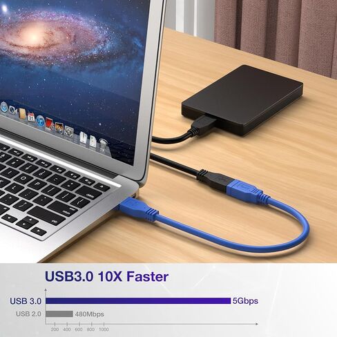 كابل تمديد RIITOP قصير USB 3.0 USB-A موسع ذكر إلى أنثى 5 جيجابت في الثانية (1FT، 2-Pack) in Kuwait