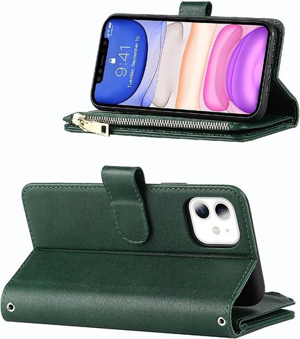Crossbody Wallet for iPhone 11 Case with Strap,6.1",Dark Green in Saudi Arabia