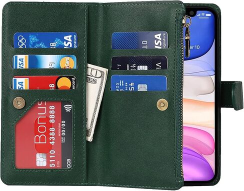 Crossbody Wallet for iPhone 11 Case with Strap,6.1",Dark Green in Saudi Arabia