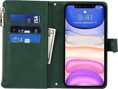 Crossbody Wallet for iPhone 11 Case with Strap,6.1",Dark Green in Saudi Arabia