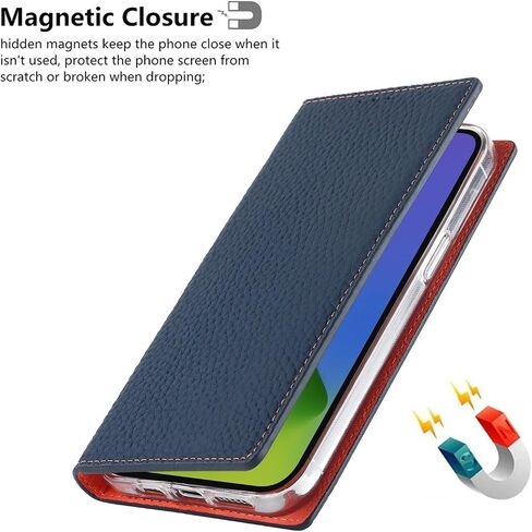 iCoverCase Compatible with iPhone 15 Wallet Case, RFID Blocking Genuine Leather Magnetic Case with Wrist Strap and Card Slots Kickstand Feature Flip Cover Case 6.1 Inch (Orange) in Saudi Arabia