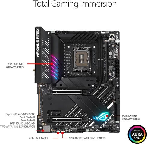 اسس لوحة ام للالعاب روج ماكسيموس Z690 ابيكس (واي فاي 6E) LGA 1700 (انتل الجيل 12) ATX (PCIe 5.0، DDR5، 24 مرحلة طاقة، DDR5، 5x M.2، منفذ الملحقات الاضافية السريع 5.0 M.2، USB 3.2 الجيل 2×2 موصل اللوحة in Saudi Arabia