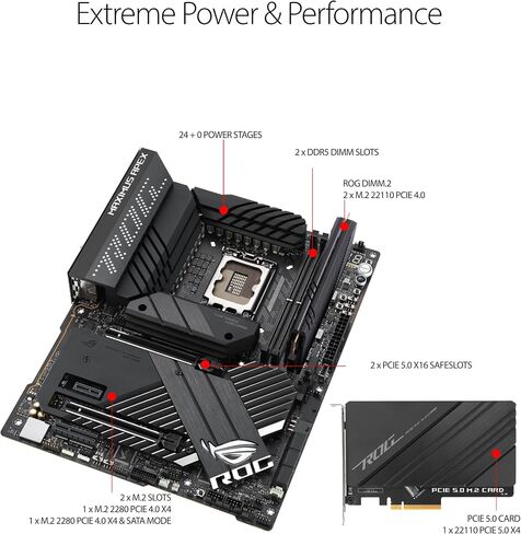 اسس لوحة ام للالعاب روج ماكسيموس Z690 ابيكس (واي فاي 6E) LGA 1700 (انتل الجيل 12) ATX (PCIe 5.0، DDR5، 24 مرحلة طاقة، DDR5، 5x M.2، منفذ الملحقات الاضافية السريع 5.0 M.2، USB 3.2 الجيل 2×2 موصل اللوحة in Saudi Arabia