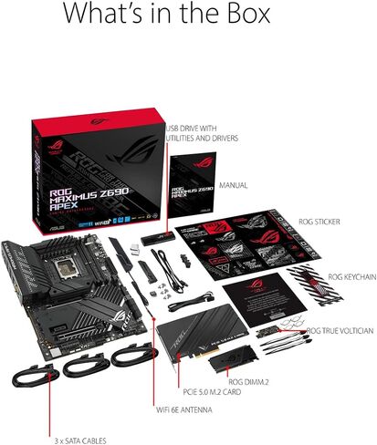 اسس لوحة ام للالعاب روج ماكسيموس Z690 ابيكس (واي فاي 6E) LGA 1700 (انتل الجيل 12) ATX (PCIe 5.0، DDR5، 24 مرحلة طاقة، DDR5، 5x M.2، منفذ الملحقات الاضافية السريع 5.0 M.2، USB 3.2 الجيل 2×2 موصل اللوحة in Saudi Arabia