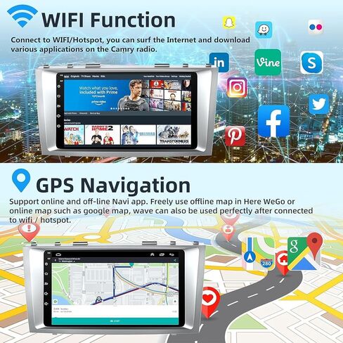 راديو سيارة Android 12 لسيارة Toyota Camry 2006-2011، ستيريو 2G+32G Camry مع Carplay لاسلكي ودعم Android التلقائي بلوتوث/التحكم الصوتي/GPS/WiFi/كاميرا احتياطية/SWC/FM، راديو IPS بشاشة تعمل باللمس 9 بوصة in Kuwait