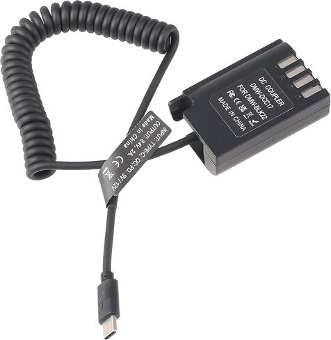 Fotga ملفوف USB نوع C USB-C إلى DMW-BLK22 بطارية الدمية DMW-DCC17 DC كابل محول الطاقة للبطارية لباناسونيك Lumix S5 S5II S5K S5C GH6 GH5II DSLR الكاميرا in Saudi Arabia