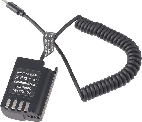 Fotga ملفوف USB نوع C USB-C إلى DMW-BLK22 بطارية الدمية DMW-DCC17 DC كابل محول الطاقة للبطارية لباناسونيك Lumix S5 S5II S5K S5C GH6 GH5II DSLR الكاميرا in Saudi Arabia