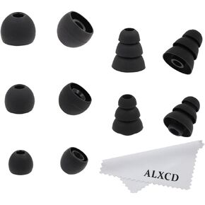 ALXCD Ear Tip for LG HBS Series Earphone, (S/M/L) 3 Pairs & (S/L) 2 Pairs Triple Flange Silicone Replacement Earbud Tips, Fit for LG HBS-750 770 800 810 900 910 Tone Pro Ultra Infinim [5 Pair](Black)