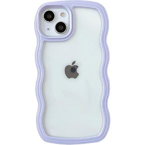 Caseative Cute Curly Wave Frame Shape Shockproof Soft Compatible with iPhone Case (Pink,iPhone 13) in Kuwait