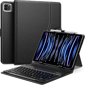 MoKo Universal Tablet Case with Keyboard for 9" - 11" Tablets, with Pen Holder & Removable Wireless Bluetooth Keyboard for Samsung, Fire, Pixel, iPad, Other Tablet, Dark Blue