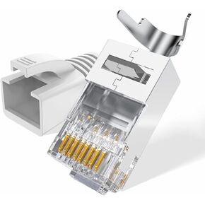 LEENUE CAT7 RJ45 Connector CAT6A RJ45 Pass Through Ethernet Plug with Grey Boot for CAT7 Solid or Stranded Thick Network Cable 23 AWG 30 Set in Kuwait