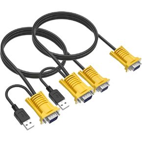 Yinker VGA KVM Cable 5ft، USB VGA 2in1 KVM Cable for VGA KVM Switch (2pack، 1.5m) in Kuwait