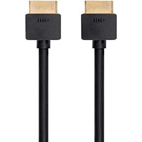 Monoprice 8K Ultra High Speed Slim HDMI Cable - HDMI 2.1, 8K@60Hz, 4K@120Hz, 48Gbps, HDR, VRR, 2ft, No Logo, Black