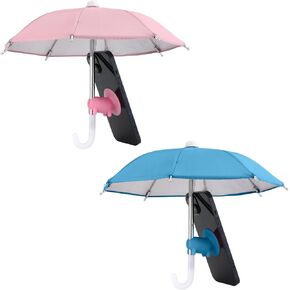 قطعتان من مظلة الهاتف الخلوي، حامل مظلة للهاتف المحمول متعدد الوظائف لمظلة ظل الهاتف اللطيفة من الشمس مع كوب شفط أصبع قابل للتعديل ومظلة حامل للهاتف وقبضة الهاتف (أزرق ووردي) in Kuwait