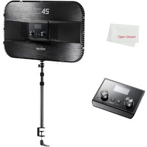 مصباح مفتاح Godox ES45، مصباح فيديو LED، مع حامل مكتب قابل للتمديد، 2800K-6500K، تطبيق/جهاز تحكم عن بعد، لألعاب YouTube Live/Makeup/Video/Photography Studio in Kuwait