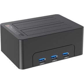 K3082H Dual Bay USB 3.0 SATA Hard Drive Docking Station for 2.5" & 3.5" HDD/SSD with Offline Clone Function & 3 USB 3.0 Hubs - Tool-Free Installation, 18TB Support in Kuwait