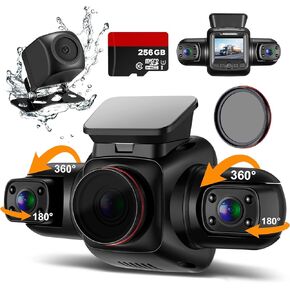 كاميرا PRUVEEO Dash Cam، كاميرا 4 قنوات FHD 1080Px4، أمامي يسار يمين وخلفي، أمامي وخلفي من الداخل، GPS WiFi مدمج، مرشح CPL للعدسة المستقطبة، بطاقة Micro SD مجانية سعة 256 جيجابايت، D904CH-MINI in Kuwait