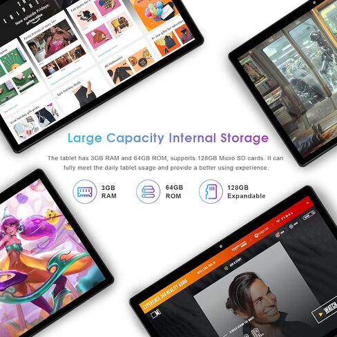 تابلت اندرويد 10 انش بمعالج رباعي النواة وذاكرة RAM 3GB وروم 64GB مقاس 10.1 انش وشاشة IPS 1280×800 وكاميرا 2+8MP وواي فاي وبلوتوث وبطارية 6000mAh من وي تاب in Kuwait