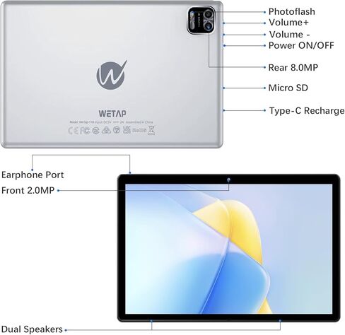 تابلت اندرويد 10 انش بمعالج رباعي النواة وذاكرة RAM 3GB وروم 64GB مقاس 10.1 انش وشاشة IPS 1280×800 وكاميرا 2+8MP وواي فاي وبلوتوث وبطارية 6000mAh من وي تاب in Kuwait