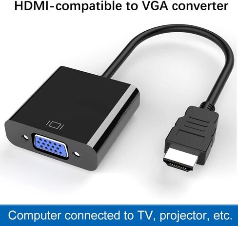 محول اتش دي ام اي الى في جي ايه، محول اتش دي ام اي الى في جي ايه مطلي بالذهب FHD 1080P بطاقة فيديو خارجية، محول متعدد الشاشات، جهاز كمبيوتر مكتبي ولابتوب وتلفزيون HD وشاشة وجهاز عرض - اسود in Saudi Arabia