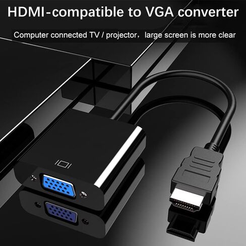 محول اتش دي ام اي الى في جي ايه، محول اتش دي ام اي الى في جي ايه مطلي بالذهب FHD 1080P بطاقة فيديو خارجية، محول متعدد الشاشات، جهاز كمبيوتر مكتبي ولابتوب وتلفزيون HD وشاشة وجهاز عرض - اسود in Saudi Arabia