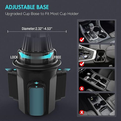 حامل اكواب للتابلت 2 في 1 للسيارة والشاحنة والتابلت قابل للتعديل قابل للتعديل وقابل للتمدد للهواتف الخلوية ايفون موتو جوجل تابلت ايباد اير/ميني/برو سامسونج جالكسي تابلت in Kuwait
