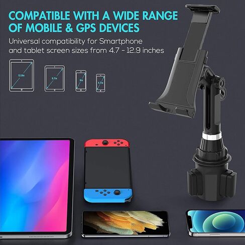 حامل اكواب للتابلت 2 في 1 للسيارة والشاحنة والتابلت قابل للتعديل قابل للتعديل وقابل للتمدد للهواتف الخلوية ايفون موتو جوجل تابلت ايباد اير/ميني/برو سامسونج جالكسي تابلت in Kuwait