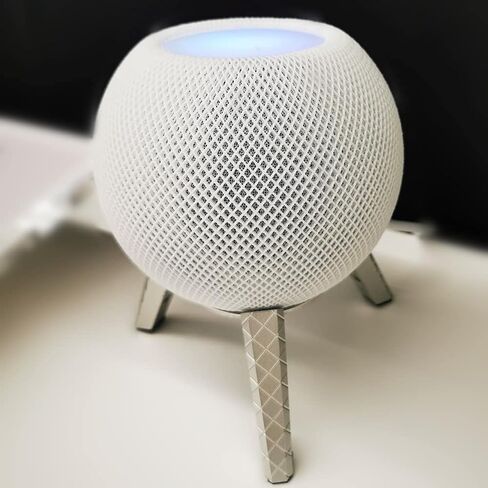 حامل ثلاثي القوائم من الالومنيوم مع اطار معدني آمن وثابت مع وسادة سيليكون لجهاز ابل هوم بود ميني هوم بود (حامل فقط) (فضي) in Kuwait