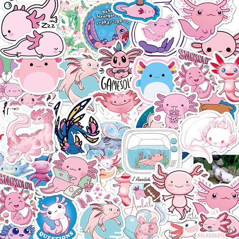 ملصقات زجاجات مياه Aiekule 2022 لطيفة من Axolotl 100 قطعة من الفينيل Vsco مقاومة للماء وملصقات جمالية للكمبيوتر المحمول وأمتعة التزلج هدية للأطفال والمراهقين in Saudi Arabia
