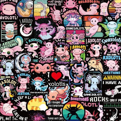 ملصقات زجاجات مياه Aiekule 2022 لطيفة من Axolotl 100 قطعة من الفينيل Vsco مقاومة للماء وملصقات جمالية للكمبيوتر المحمول وأمتعة التزلج هدية للأطفال والمراهقين in Saudi Arabia