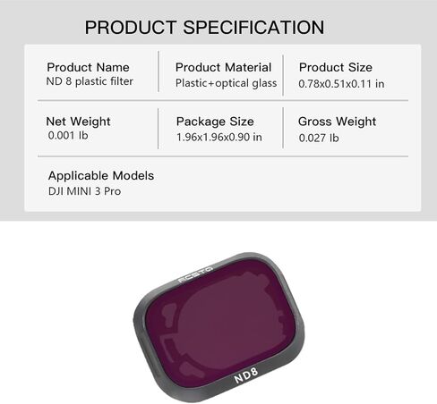 مرشحات Mini 3 Pro ND8، مجموعة مرشحات ND Polarizer ND8 لملحقات DJI Mini 3 Pro RC (إصدار بلاستيكي) in Kuwait