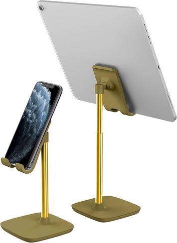 حامل Aduro Elevate للهاتف والكمبيوتر اللوحي، حامل حامل للهاتف الخلوي بارتفاع قابل للتعديل للمكتب متوافق مع iPhone iPad Galaxy وجميع الهواتف والأجهزة اللوحية (ذهبي) in Kuwait