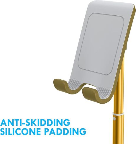 حامل Aduro Elevate للهاتف والكمبيوتر اللوحي، حامل حامل للهاتف الخلوي بارتفاع قابل للتعديل للمكتب متوافق مع iPhone iPad Galaxy وجميع الهواتف والأجهزة اللوحية (ذهبي) in Kuwait