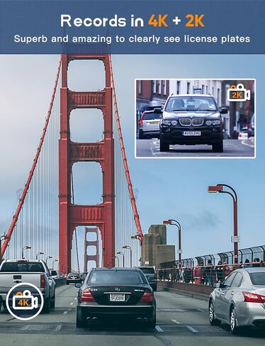 4K Dual Dash Cam Front 4K and Rear 2K Car Dash Camera for Cars 64GB Card Included GILAYGROW 3" IPS Dashboard Camera Recorder with Card Reader, Super Night Vision, 170°Wide Angle, Support 256GB Max in Kuwait