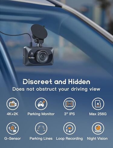 4K Dual Dash Cam Front 4K and Rear 2K Car Dash Camera for Cars 64GB Card Included GILAYGROW 3" IPS Dashboard Camera Recorder with Card Reader, Super Night Vision, 170°Wide Angle, Support 256GB Max in Kuwait