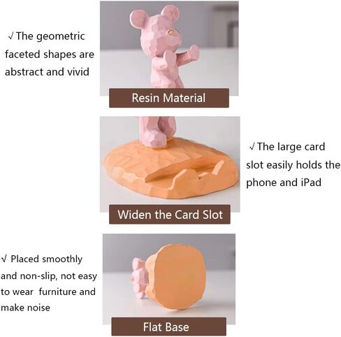 حامل الهاتف المحمول AESGXTU Bear للكمبيوتر اللوحي، وديكور سطح المكتب من الراتنج وشاشة تخزين للكسالى لمتابعة الدراما (أبيض) in Kuwait