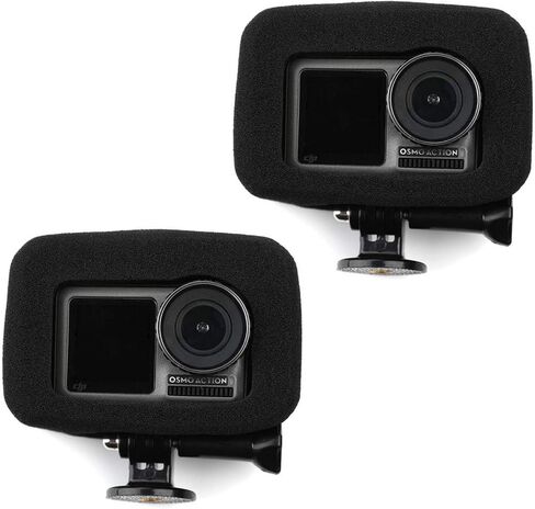 [2 pcs] DJI Osmo Action Foam Windslayer Housing Case, Windscreen Windshield Windslayer Cover Housing Frame Case Compatible for DJI Osmo Action Camera Housing Frame Case Video Noise Reduction Accessory in Saudi Arabia