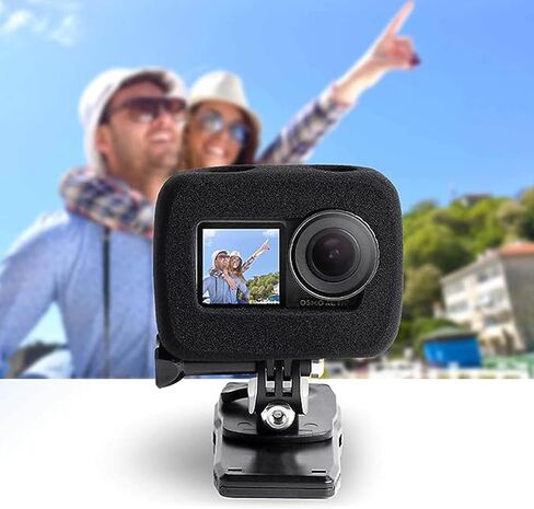 [2 pcs] DJI Osmo Action Foam Windslayer Housing Case, Windscreen Windshield Windslayer Cover Housing Frame Case Compatible for DJI Osmo Action Camera Housing Frame Case Video Noise Reduction Accessory in Saudi Arabia