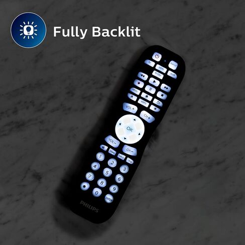 جهاز تحكم عن بعد عالمي من فيليبس مع ميزة Find It وتطبيق الهاتف الذكي لأجهزة Samsung وVizio وSony وSharp وRoku وApple TV وRCA وPanasonic وأجهزة التلفاز الذكية وBlu Ray وDVD و4 أجهزة، أسود، SRP9020B/27 in Saudi Arabia
