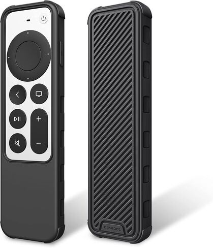 Fintie Protective Case for Apple TV Siri Remote 2021 2022 - Lightweight Anti Slip Shockproof Silicone Cover for Apple TV 4K / HD Siri Remote Controller (2nd Gen / 3rd Gen), Black in Saudi Arabia