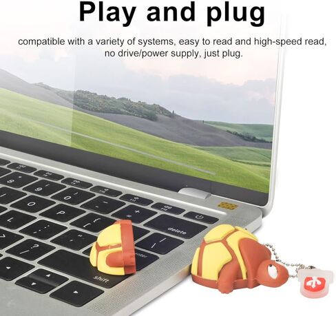 محرك فلاش USB سعة 32 جيجابايت، لطيف على شكل سلحفاة، BorlterClamp Funny Memory Stick لطيف USB 2.0 محرك أقراص إبهام مبتكر لتخزين البيانات الخارجية، بني in Kuwait
